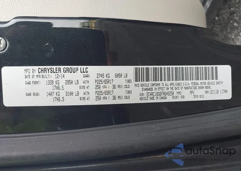 2015 Chrysler Town & Country Touring from USA, damaged, VIN 2C4RC1BG6FR645250